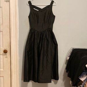 Vintage Laura Ashley black silk dress.